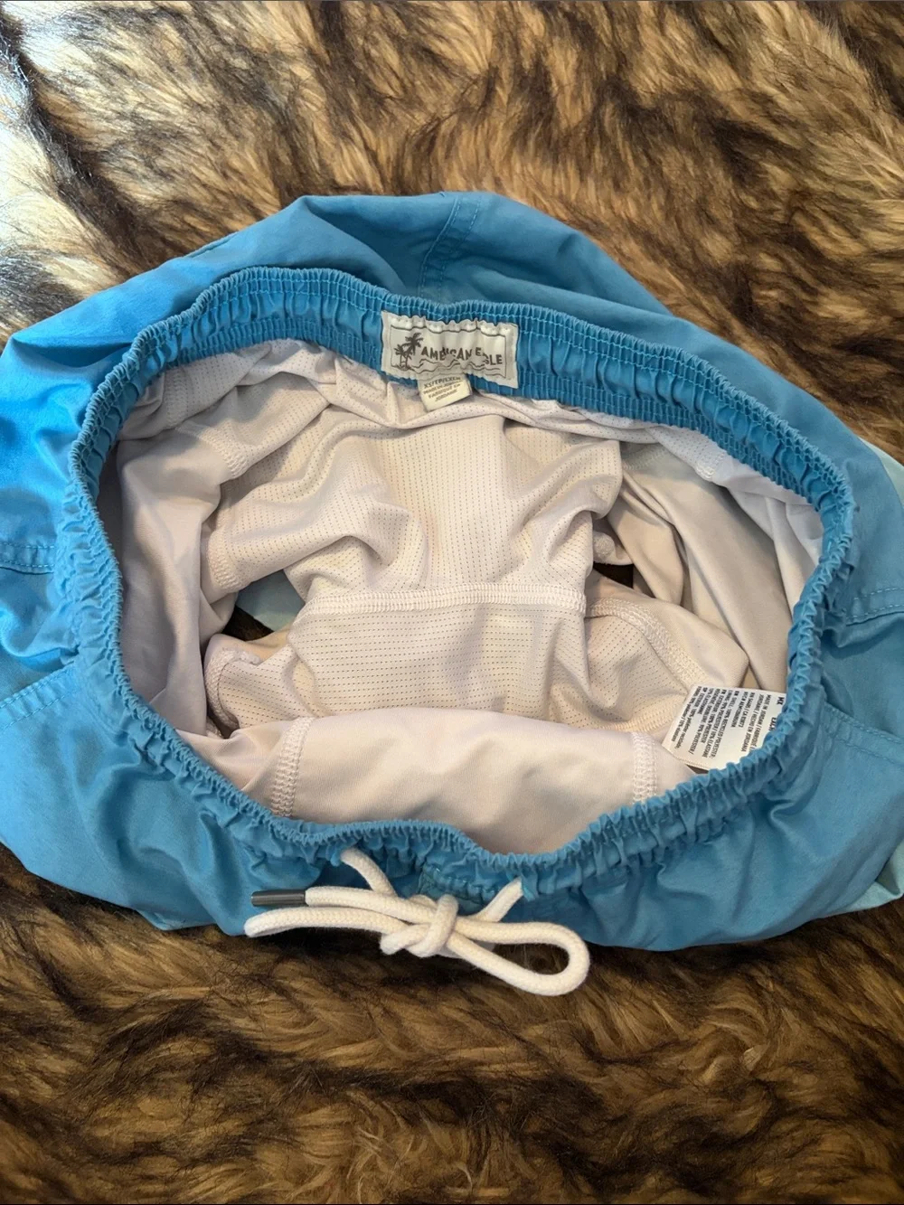American Eagle Men's Ombre Sky Blue Swim Trunks with Drawstring Waist Size XS